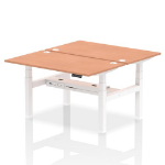 Dynamic Air Back-to-Back W1400 x D800mm Height Adjustable Sit Stand 2 Person Bench Desk With Cable Ports Beech Finish White Frame - HA01966 DD