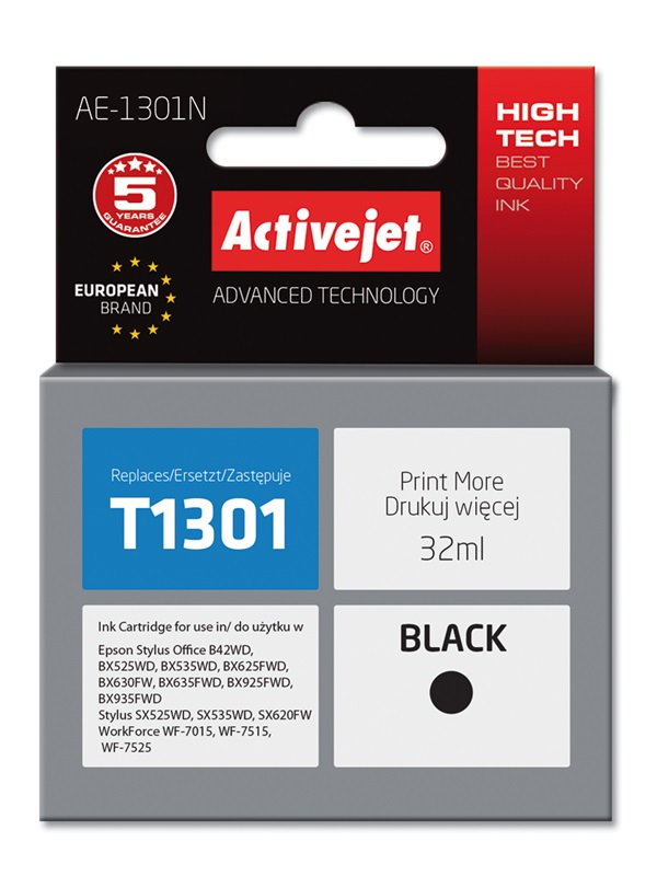 Activejet AE-1301N ink (replacement for Epson T1301; Supreme; 32 ml; black)