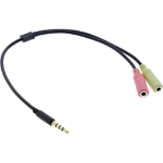 InLine Audio Headset Adapter Cable 3.5mm male 4 Pin / 2x 3.5mm, black, 2m