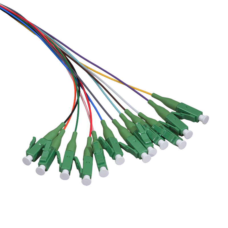 LogiLink Fiber Pigtail Set 12 x LC/APC OS2 (G657.A1), 2m, colored, green connector