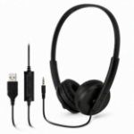 JLC USB and 3.5mm Operator Headset with PU Leather Earpads Black no Microphone