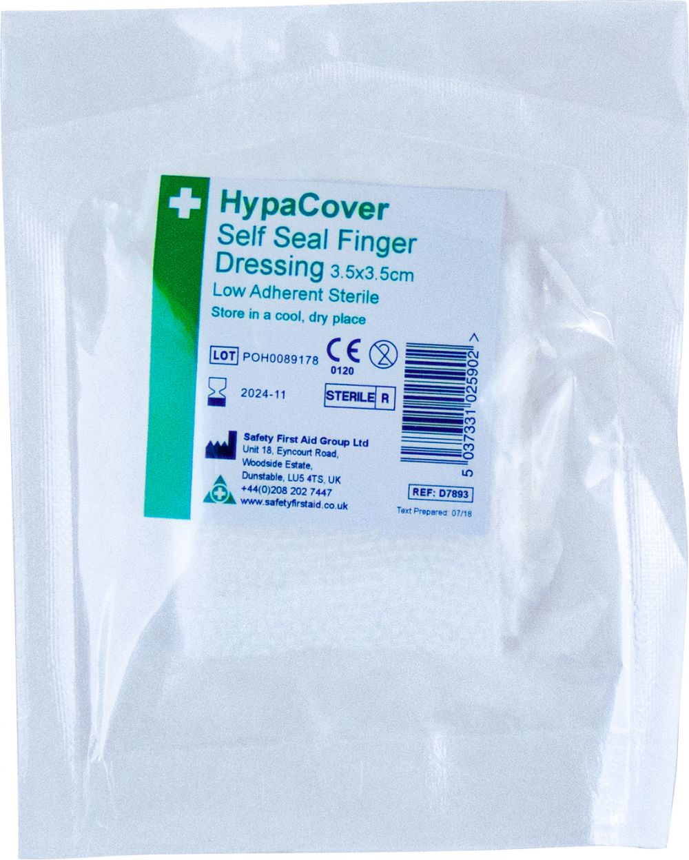Safety First Aid Gro HypaCover Self Seal Finger Dressing 35 x 35mm (Pack of 12)