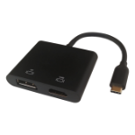 Deltaco USBC-HDDP video cable adapter 0.1 m USB Type-C HDMI + DisplayPort Black