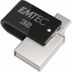 Emtec T260B USB flash drive 32 GB USB Type-A / Micro-USB 2.0 Black, Stainless steel