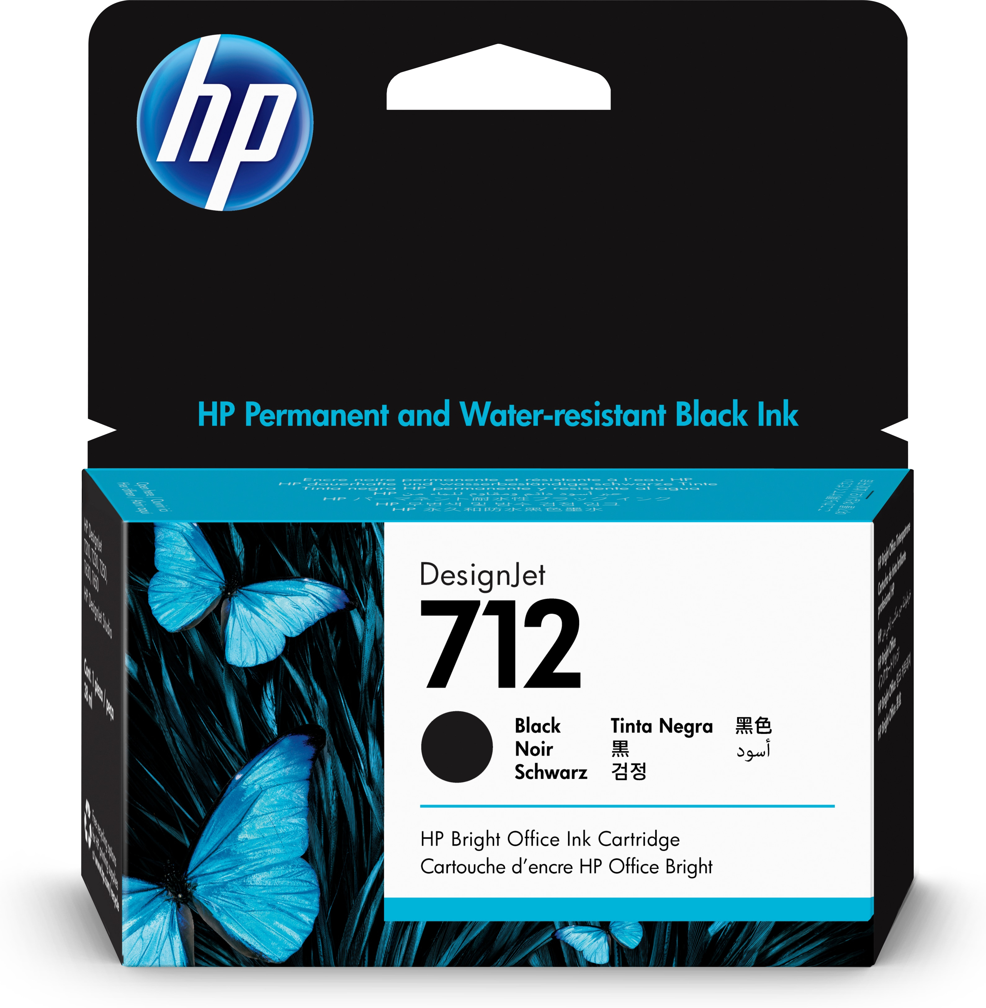 Image of HP 3ED70A/712 Ink cartridge black 38ml for HP DesignJet T 200