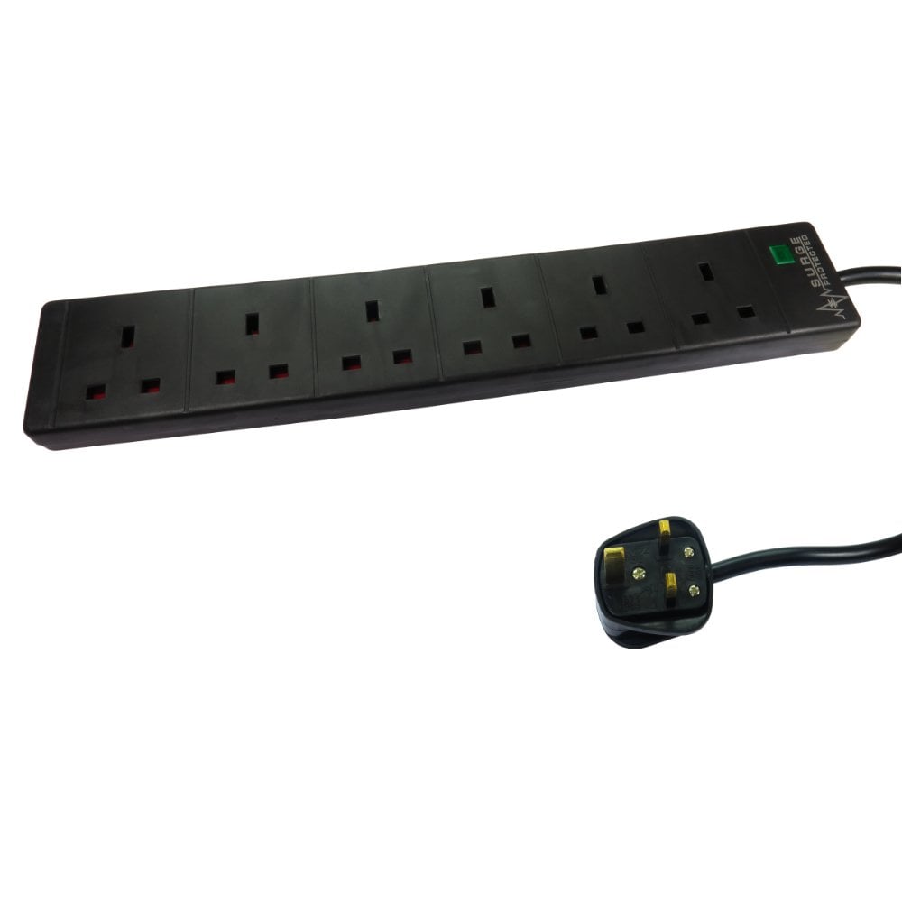 5M 6 WAY UK+SURGE BLACK thumbnail