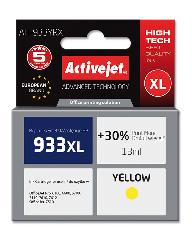 Activejet AH-933YRX ink (replacement for HP 933XL CN056AE; Premium; 13 ml; yellow)