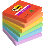 Post-It Post it Super Sticky Notes Playful Colours 76x76mm 90 Sheets (Pack 6) 7100258795