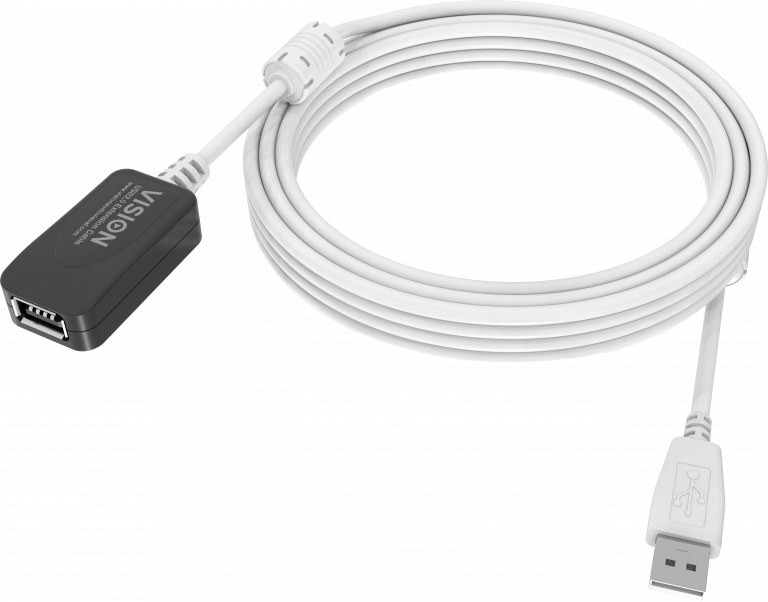 Vision TC 5MUSBEXT+ cable USB 5 m USB 2.0 USB A Blanco