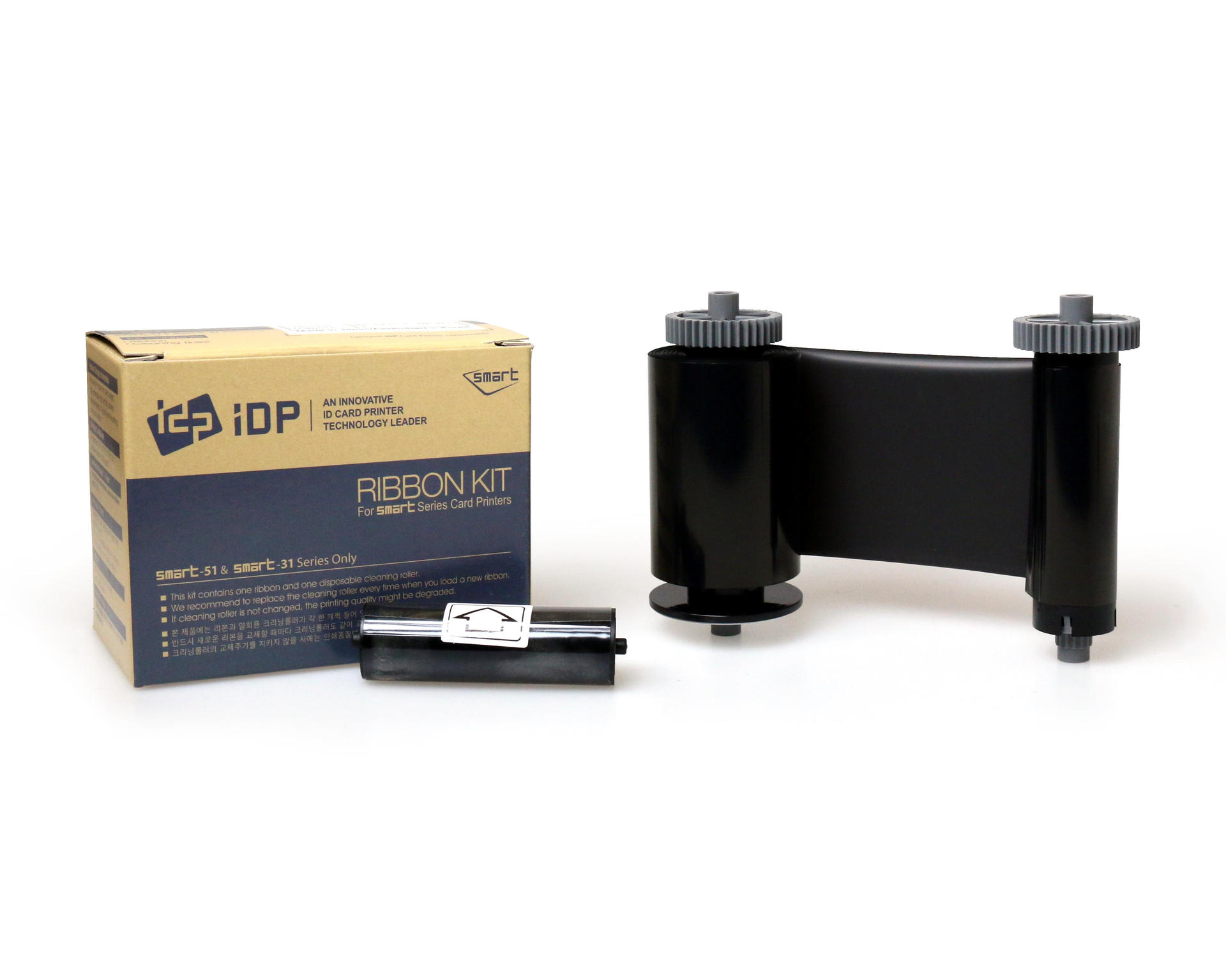 Image of IDP Smart 51 & 31 Monochrome Black Ribbon with Cleaning Roller...