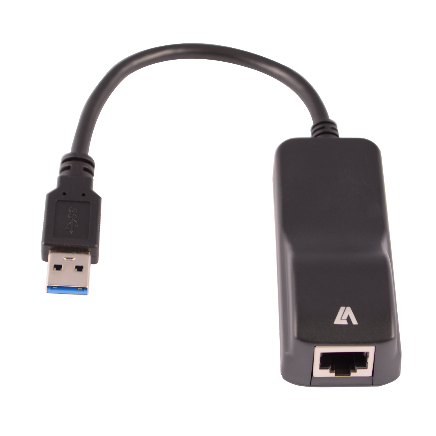 Photos - Cable (video, audio, USB) V7 Black Gigabit Ethernet Adapter USB 3.0 A Male to RJ45 Female CBLUSB3RJ 