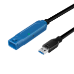 LogiLink USB 3.2 Gen1 cable, USB-A/M to USB-A/F, amplifier, black/blue, 20 m