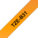 Brother TZE-B31 DirectLabel black on orange Laminat 12mm x 5m for Brother P-Touch TZ 3.5-18mm/6-12mm/6-18mm/6-24mm/6-36mm