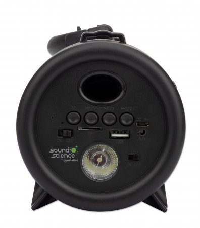 Manhattan London Bluetooth Speaker (Clearance Pricing), Decent Sound Output (3W), 3 hour Playback time, FM Radio, Range 10m, microSD card reader (32GB), Aux 3.5mm connector, USB-A charging cable included, 1200mAH battery, Bluetooth v5, Three Years Warrant