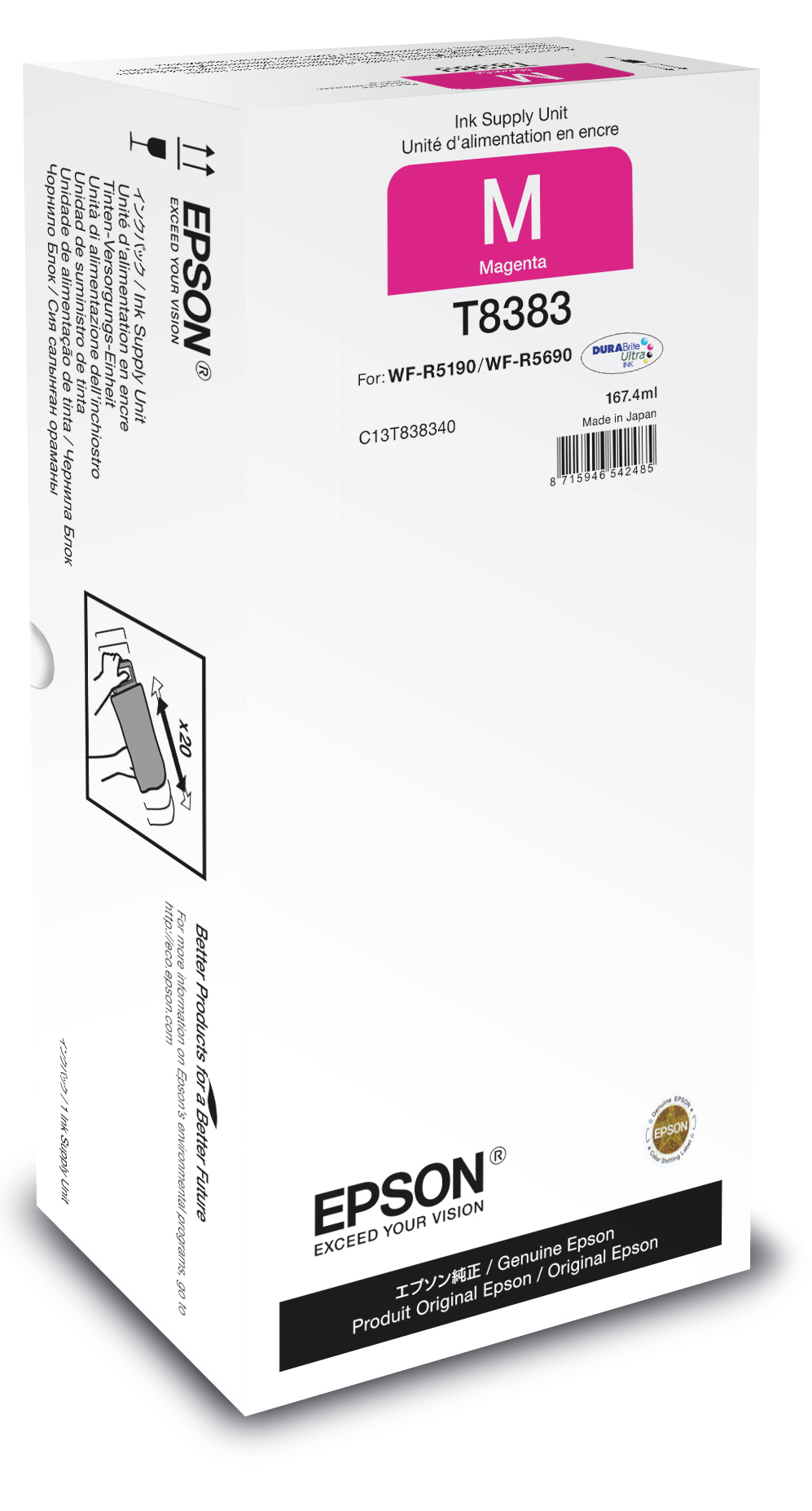 Epson C13T838340/T8383 Ink cartridge magenta, 20K pages 167.4ml...