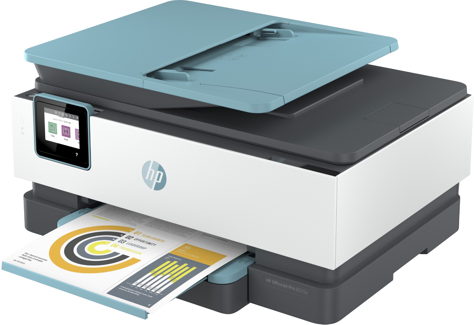 HP OfficeJet Pro 8025e All-in-One Printer, Home, Print, copy, scan, fax, 35-sheet ADF; Scan to 
