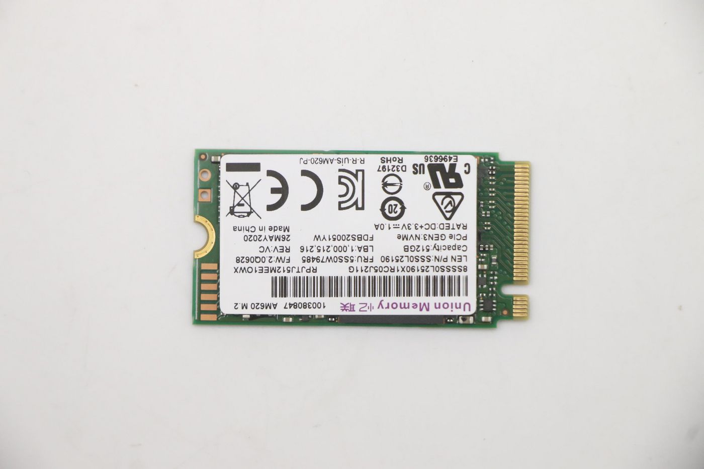 Image of Lenovo 512G,M.2,2242,PCIe3x4,UM,STD - Approx 1-3 working day lead.