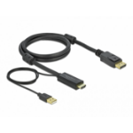 DeLOCK 85963 video cable adapter 1 m HDMI Type A (Standard) DisplayPort + USB Type-A Black