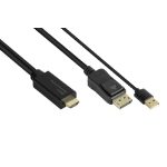 Alcasa HDMI-DP020 video cable adapter 2 m HDMI Type A (Standard) DisplayPort Black