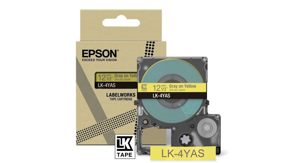 Epson C53S672104/LK-4YAS DirectLabel-etikettes gray on yellow 12mm x 8
