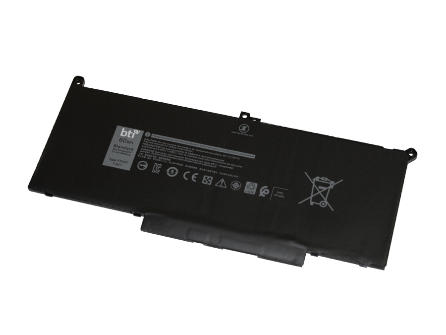 451-BBYE-BTI BATTERY TECHNOLOGY INC Replacement battery for Dell Latitude 7280 7480 4 Cell 60Wh Battery Type F3YGT 2X39G 0F3YGT 4 CELL 60WH 7.6V
