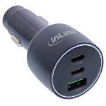 InLine USB car power adapter Power Delivery, 2x USB-C + QC USB-A, black