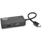 Tripp Lite P137-06N-HDV-4K Keyspan Mini DisplayPort to VGA/DVI/HDMI All-in-One Video Converter Adapter, 4K 30Hz HDMI, DP1.2, Black, 6-in. (15.24 cm)