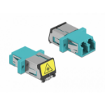 DeLOCK Optical Fiber Coupler with laser protection flip LC Duplex female to LC Duplex female Multi-mode aqua