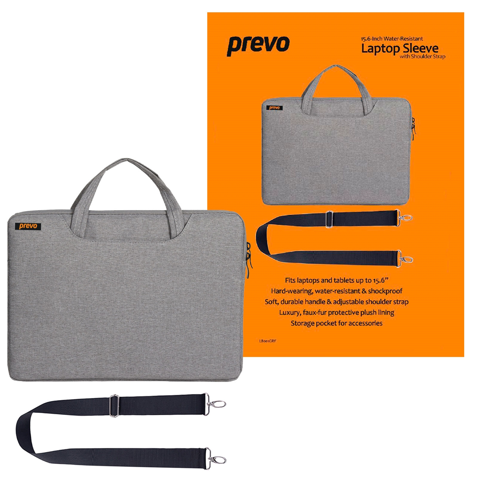 Image of PREVO LB001 notebook case 39.6 cm (15.6") Sleeve case Grey