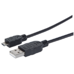 Manhattan USB-A to Micro-USB Cable, 1.8m, Male to Male, Black, 480 Mbps (USB 2.0), Equivalent to Startech UUSBHAUB6, Hi-Speed USB, Lifetime Warranty, Polybag
