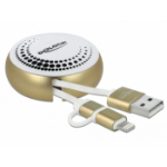 DeLOCK USB 2.0 2 in 1 Retractable Cable Type-A to Micro-B and Lightning™ white / gold