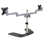 StarTech.com Dual Monitor Stand, Ergonomische Monitorstandaard voor VESA Schermen tot 32" (8kg), Vrijstaande en Scharnierende Universele Monitorsteun/Bureaustandaard, Verstelbare Hoogte, Zilver