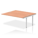 Dynamic Impulse W1800 x D1600 x H750mm Back to Back Bench Desk 2 Person Extension Kit Beech Finish Silver Frame - IB00424 DD