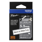 Brother HSE-211E Heat Shrink Tubes black on white 5,2mm x 1,5m for Brother P-Touch TZ 3.5-18mm HSE/24mm HSE/36mm HSE