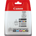 Canon 2078C005/PGI-580CLI-581 Ink cartridge multi pack 2x Bk + 1x C,M,Y 1x 200/1505/256/237/257 Pg Pack=5 for Canon Pixma TS 6150/8150