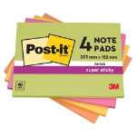 Post-It Super Sticky Meeting Pad 152x101mm 45 Sheets Neon Colours (Pack 4) 6445-SSP - 7100043257