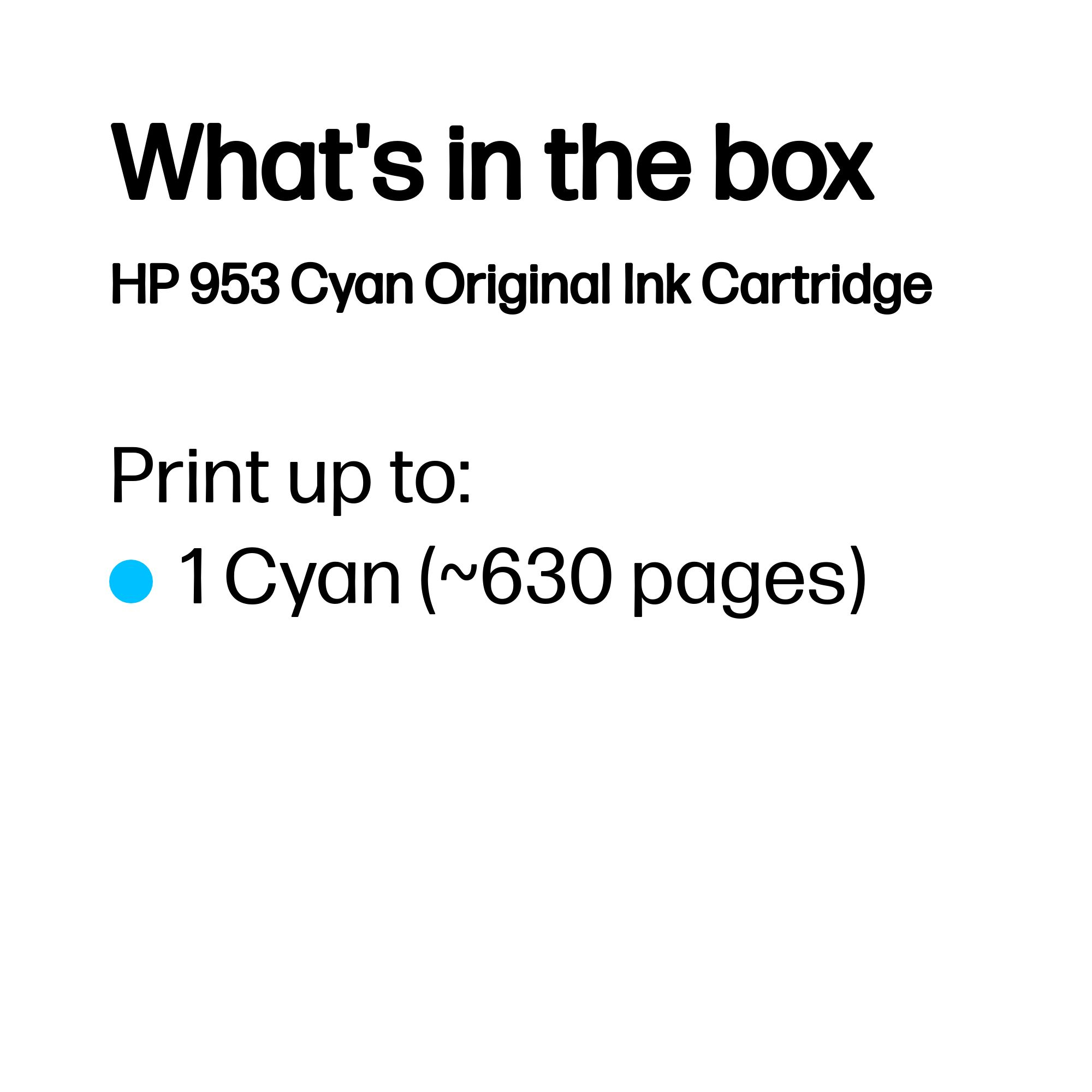HP F6U12AE/953 Ink cartridge cyan, 630 pages 9ml for HP OfficeJet Pro 7700/8210/8710