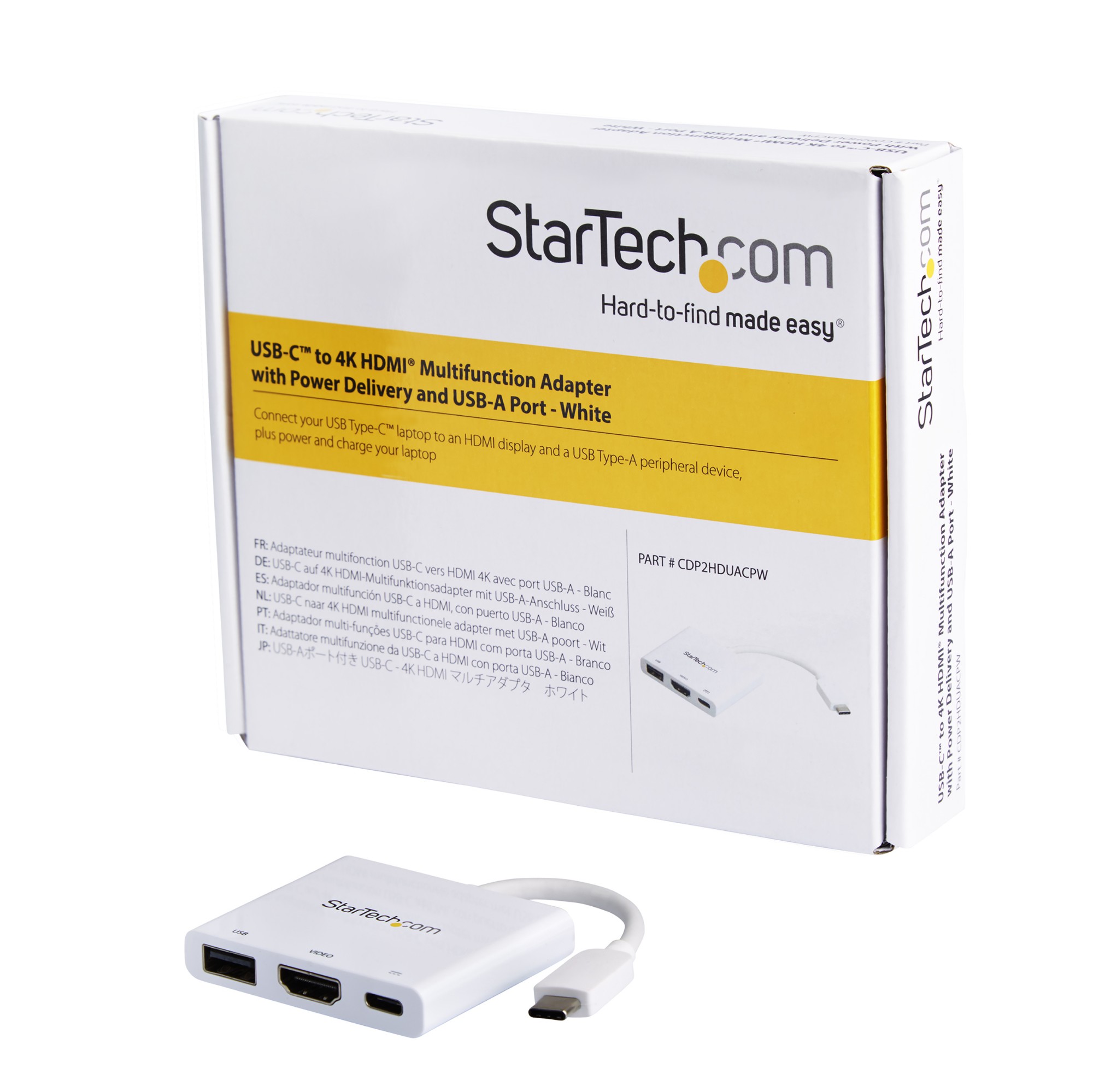 StarTech-com-USB-C-Multiport-Adapter-with-HDMI---USB-3-0-Port---60W-PD---White