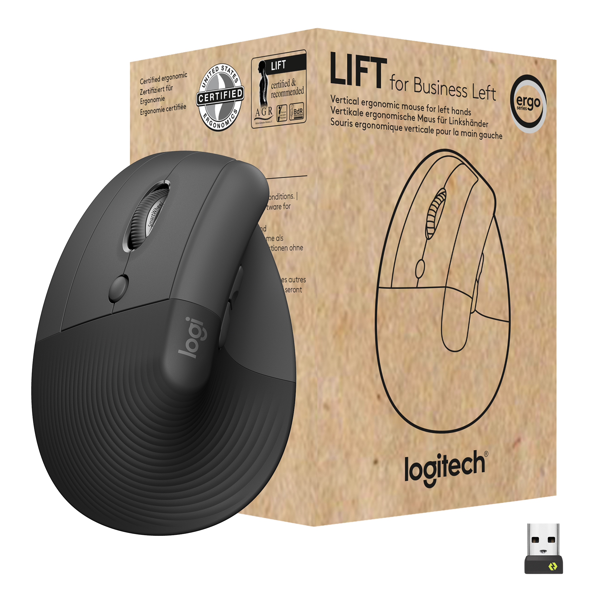 Image of Logitech Lift Vertical Ergonomic Mouse for Business, Left