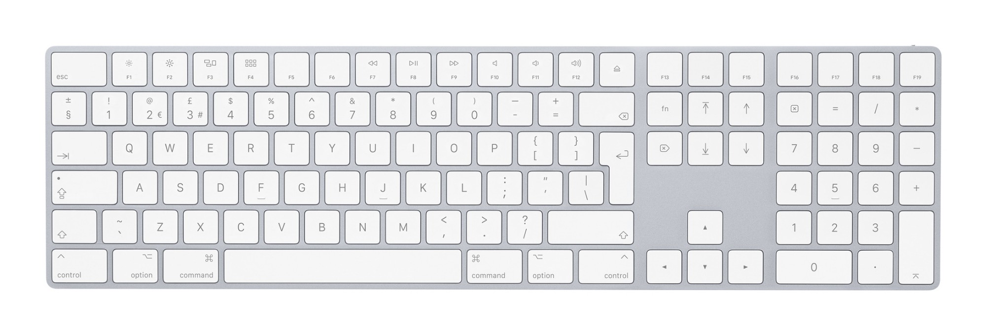 Apple Magic w/ Numeric Keypad keyboard Universal Bluetooth QWERTY UK E