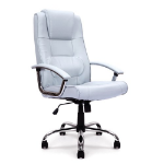 NAUTILUS Designs Westminster High Back Leather Faced Executive Office Chair With Integral Headrest and Fixed Arms Grey - DPA2008ATG/LSV DD