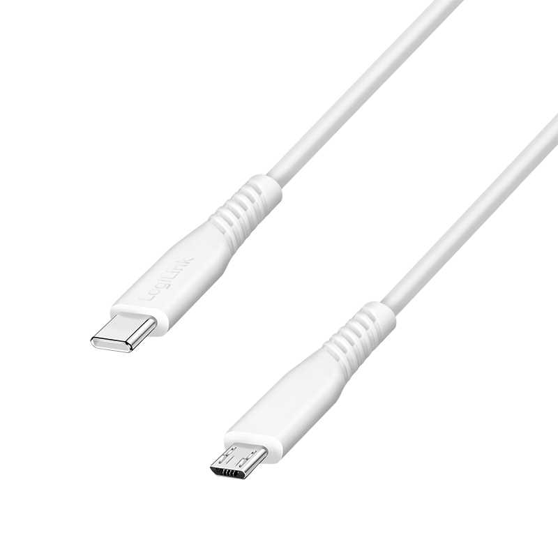 Logilink White Usb 2.0 Type-C Cable. C/M To Micro Usb/M. 480 Mbps. 12W. Whit