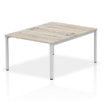 Dynamic Impulse Back-to-Back 2 Person Bench Desk W1200 x D1600 x H730mm With Cable Ports Grey Oak Finish Silver Frame - IB00101 DD