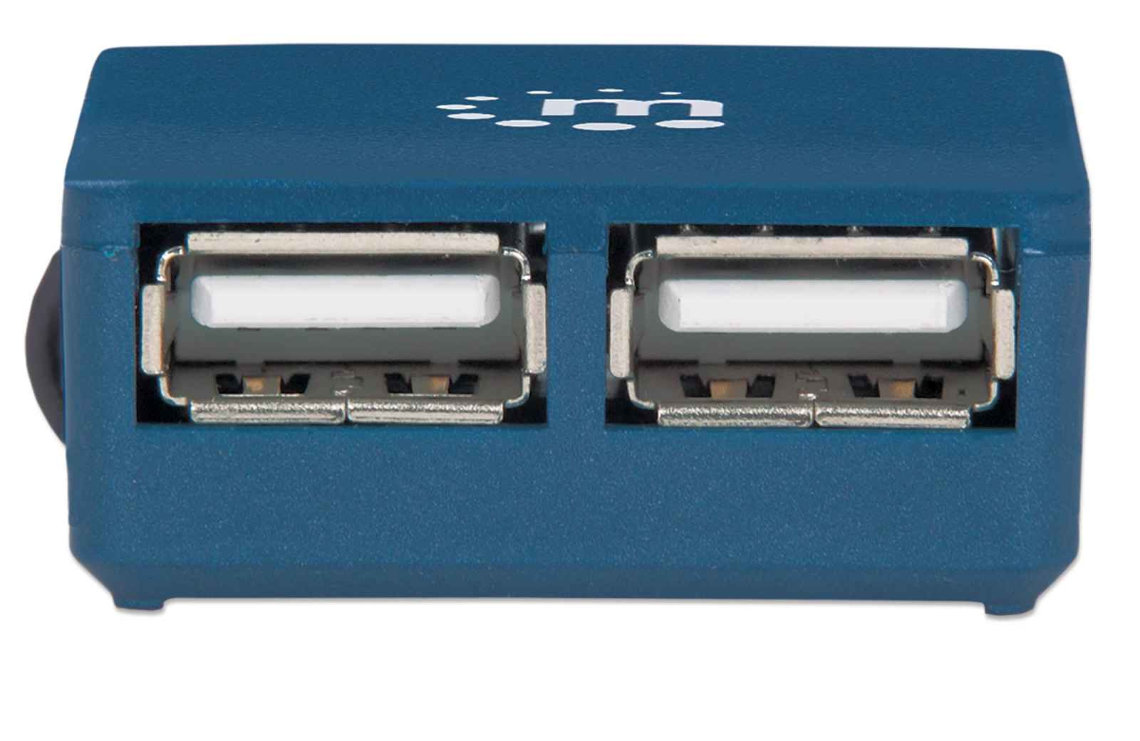 Manhattan USB-A 4-Port Micro Hub, 4x USB-A Ports, 480 Mbps (USB 2.0), Bus Power, Blue, Blister