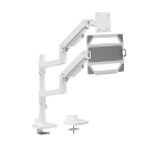 Brateck LDT81-C024P-ML-W NOTEWORTHY POLE-MOUNTED HEAVY-DUTY GAS SPRING DUAL MONITOR ARM WITH LAPTOP HOLDER Fit Most 17'-49' Monitor  White (LS)