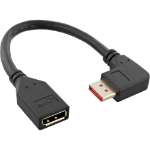InLine DisplayPort 1.4 adapter cable M/F, 8K4K, angled right, black/gold