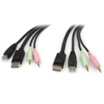 StarTech.com 6ft 4-in-1 USB DisplayPort KVM Switch Cable w/ Audio & Microphone