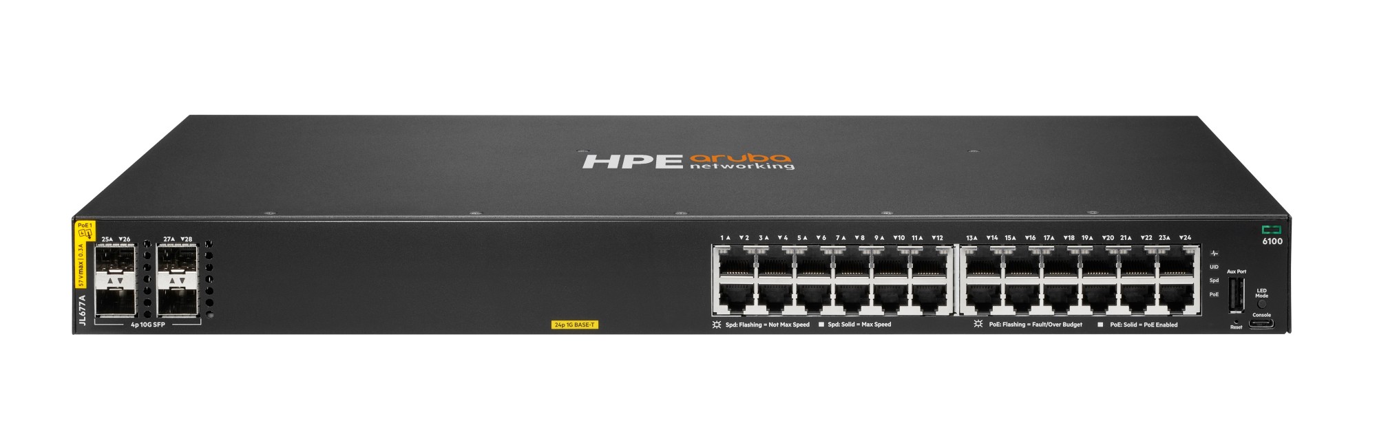 HPE Aruba Networking CX 6100 24G Class4 PoE 4SFP+ 370W Switch HPE Aruba Networking CX 6100 24G Class4 PoE 4SFP+ 370W Switch