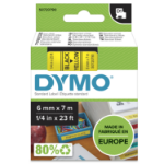 Dymo 43618/S0720790 DirectLabel-etikettes black on yellow 6mm x 7m for Dymo D1 6-12mm/19mm/24mm/400 Duo