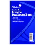 Silvine 210x127mm Duplicate Invoice Book Carbonless Ruled 1-100 Taped Cloth Binding 100 Sets (Pack 6) - 711
